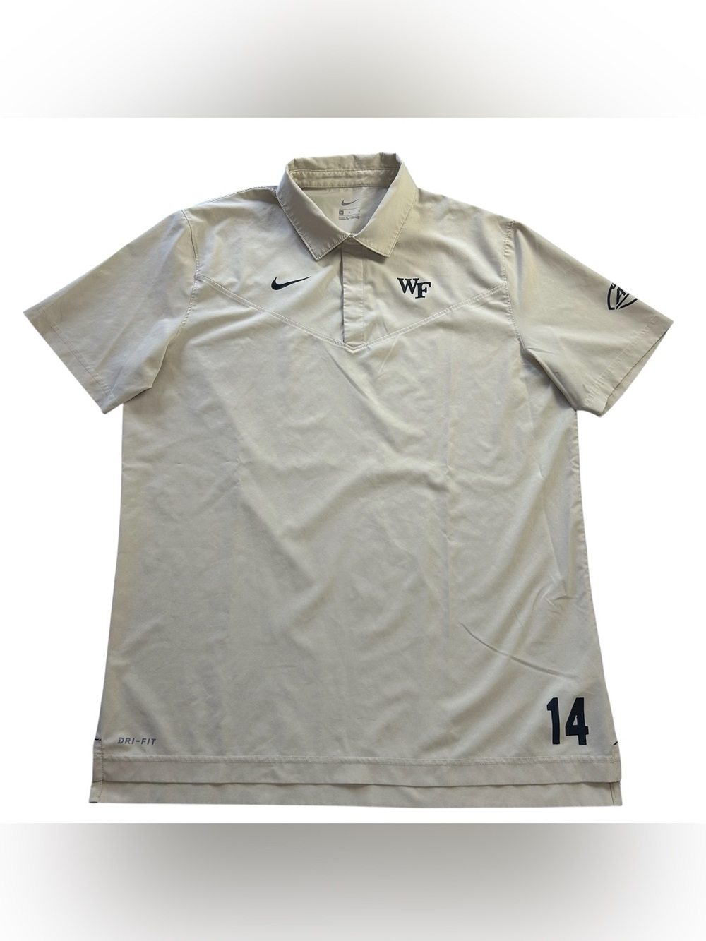 Nike Wake Forest Football TEAM ISSUED Demon Deacons Gold Polo Shirt Dri-FIT sz L